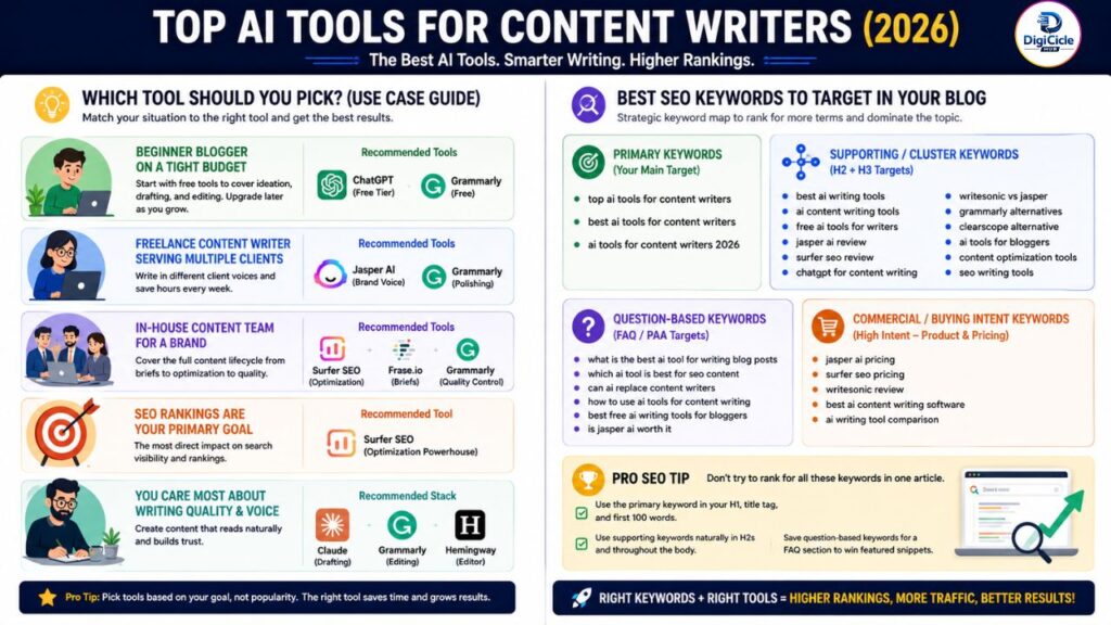 Top AI Tools for Content Writers in 2026 | Best AI Writing & SEO Tools Guide