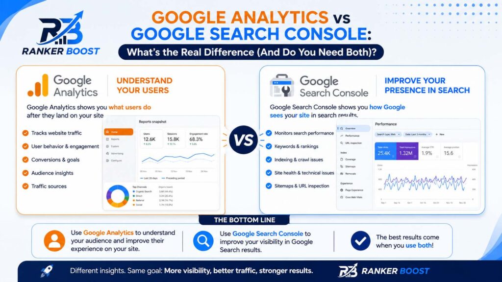 Difference google search console vs anlytics