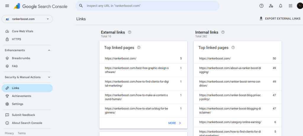 Google search console Linking